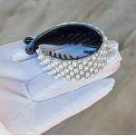 Accesoriu pentru decor par TRD046NN Negru cu perle albe si cristale